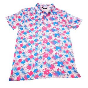 Greenside Golf Polo Mens‎ M Shirt Multi Paint Splatter Print Casual Pickle Ball